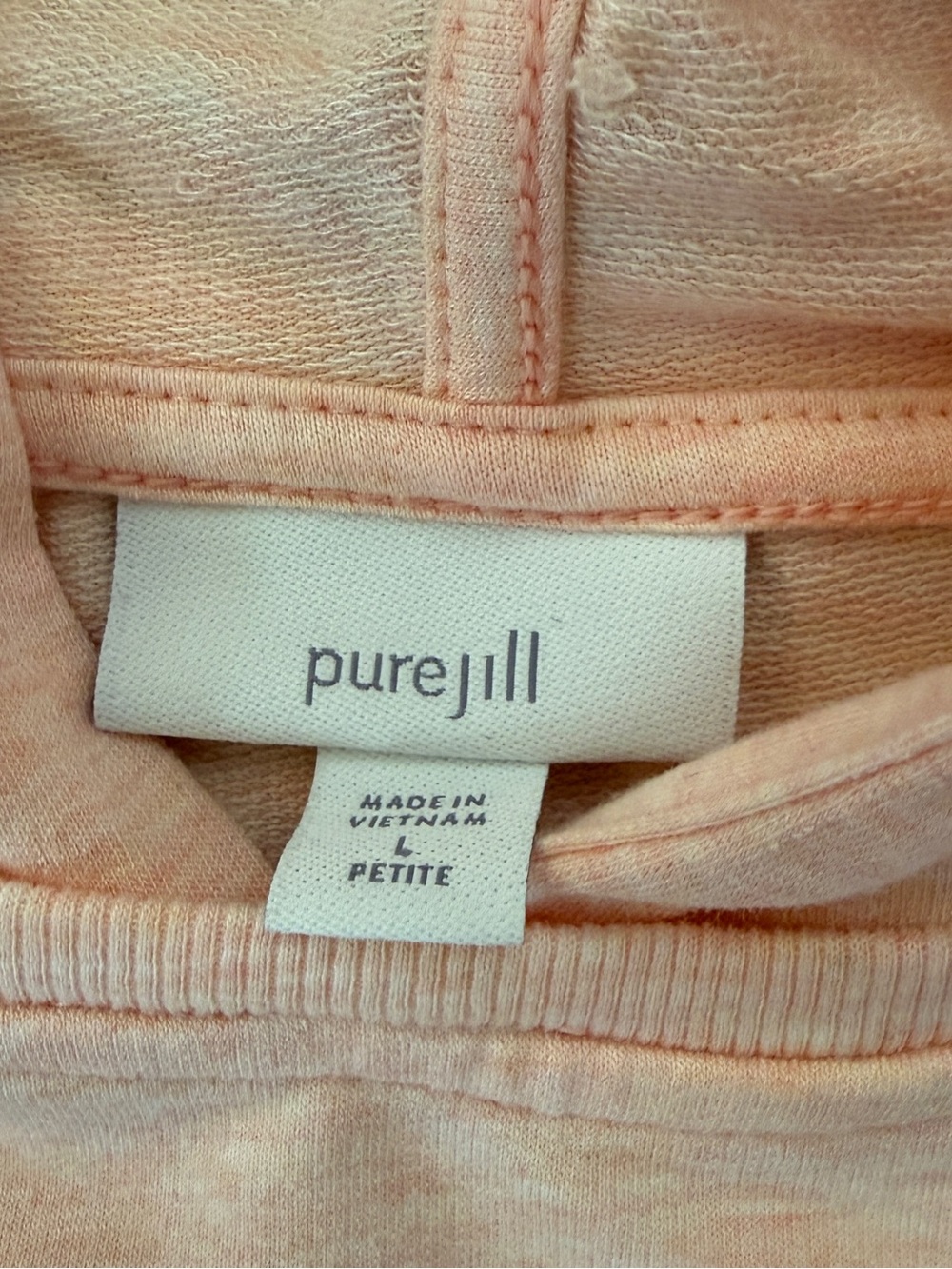 J Jill - Peach Heather Hooded Long Sleeve Top